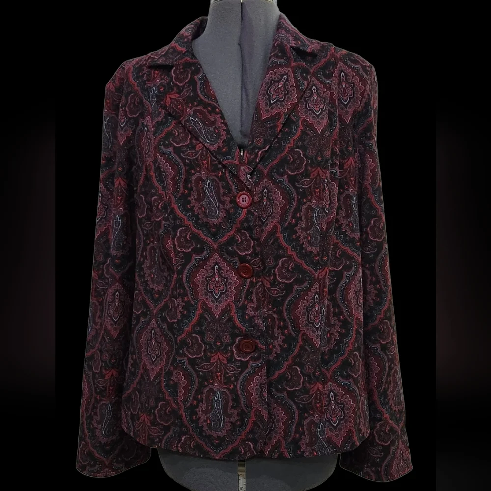 Vintage Harve Benard dark paisley blazer women's size Large
